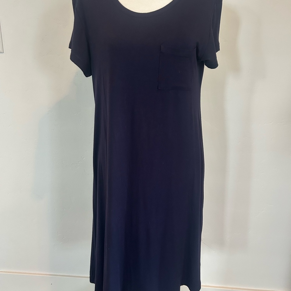 Navy Blue Pocket T Shirt Dress Casual‎ Comfortable Everyday